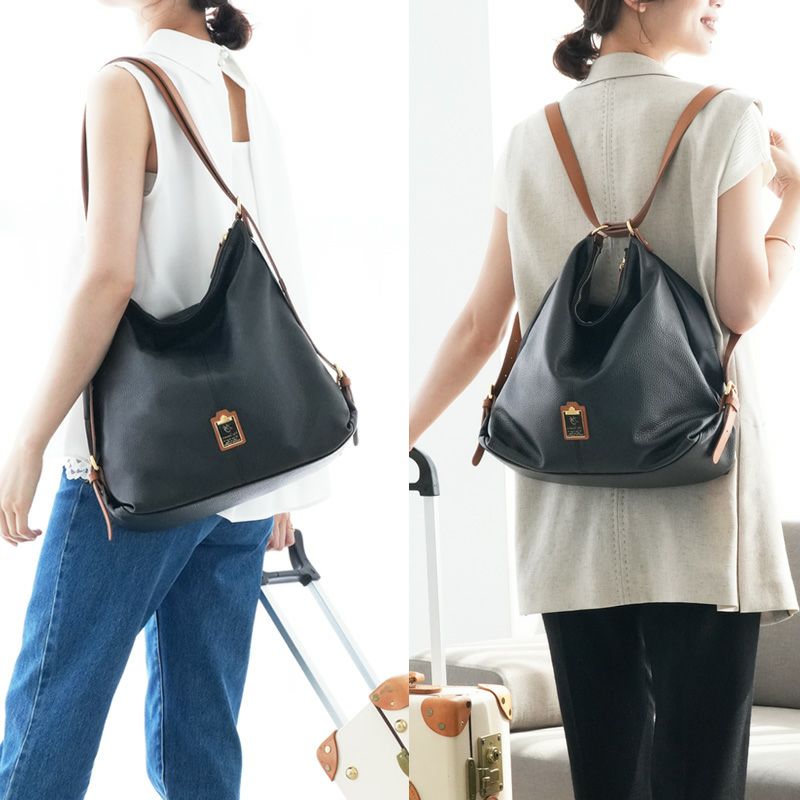 HerSchedule】イタリア製撥水レザー＆撥水ナイロンの軽量リュック0秒で